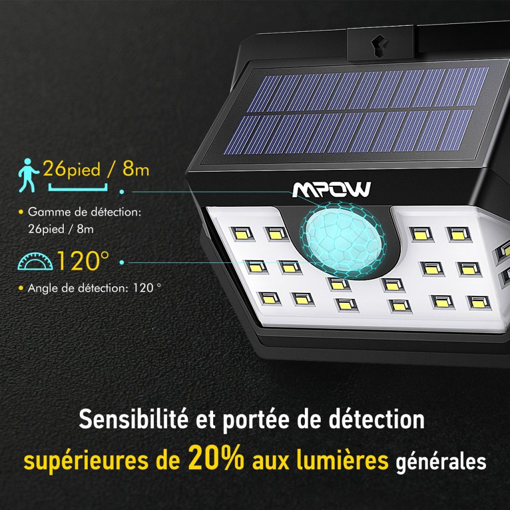 Lampe d'extérieur Solar Aximo® avec détecteur de mouvement - 266 LED -  Eclairage de