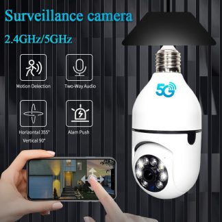 Caméra de Surveillance Wifi 5G ampoule E27 220V Vision nocturne